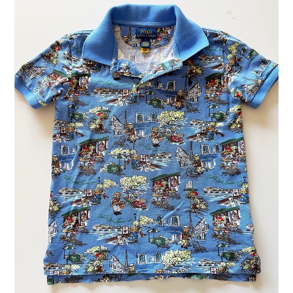 Polo Ralph Lauren Other - Ralph Lauren Kids Bear Paris Polo Print Shirt In Size 7